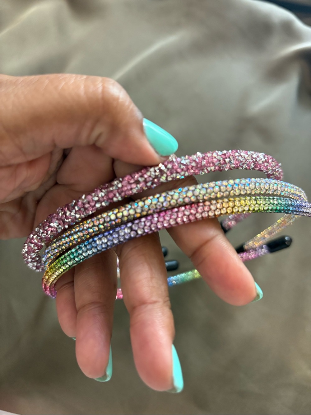 Rhinestone One-size stretchy headband set - Picture 2 of 5